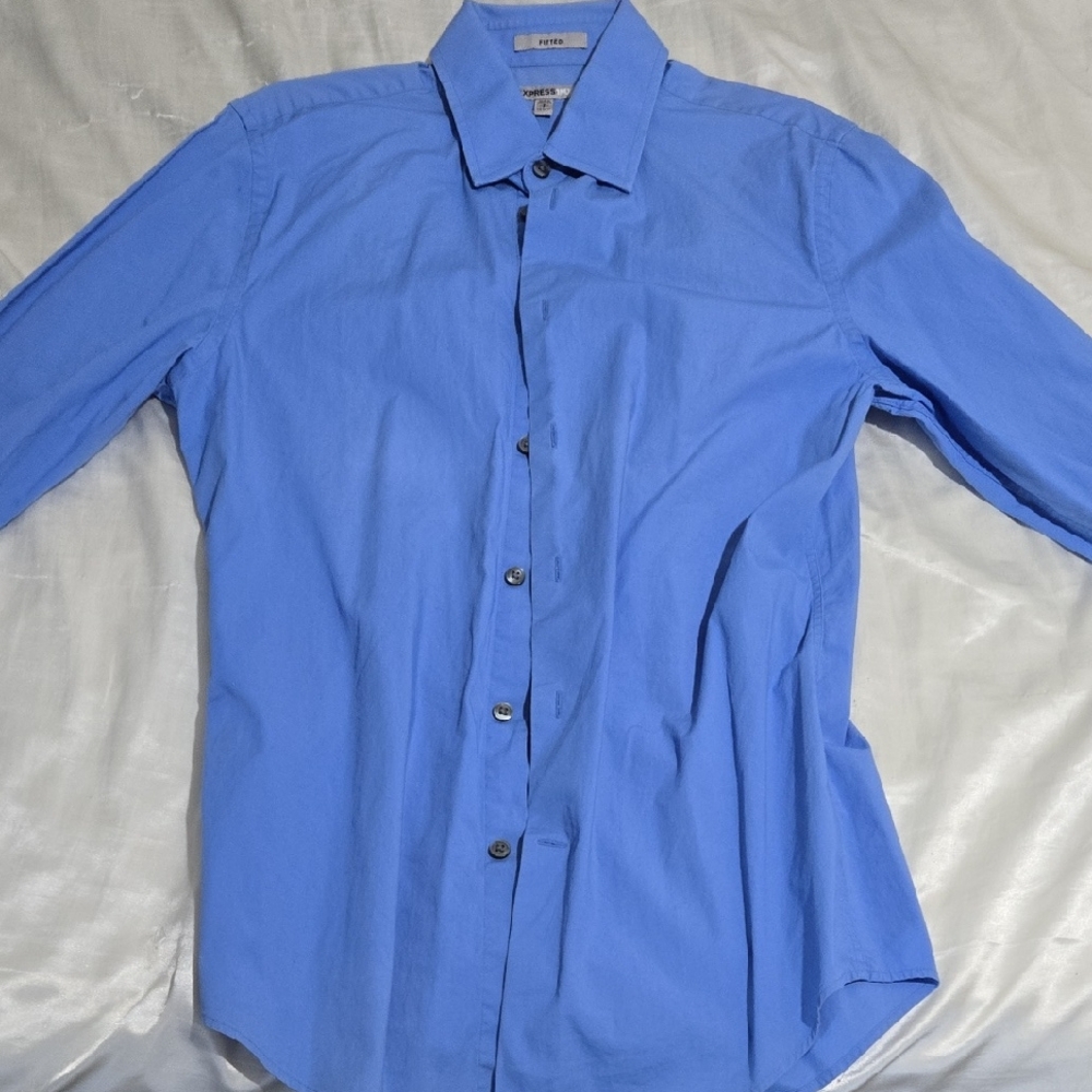 Express Men's Casual Blue Button Down Shirt